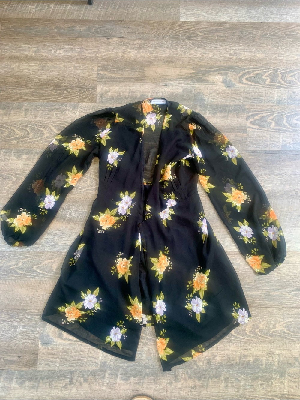 Black Floral Long Sleeve Women's JlCover-Up